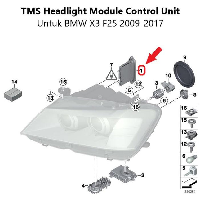 TMS DRL Headlight Module Unit Lampu 63117316214 BMW X3 F25 Original