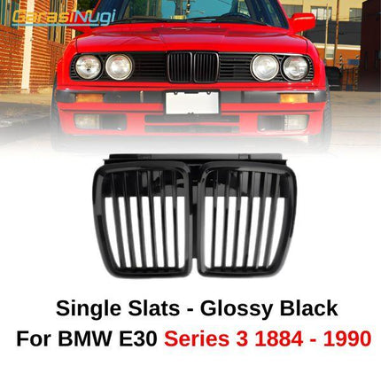 BMW E30 Grill Kidney Hidung Double Slat Glossy Black 1982-1990