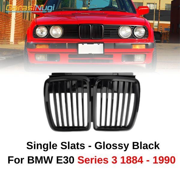 BMW E30 Grill Kidney Hidung Double Slat Glossy Black 1982-1990