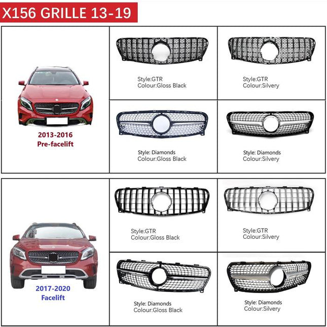 Mercedes X156 W156 Mercy GLA Class Grille Hidung Chrome Diamond GTR