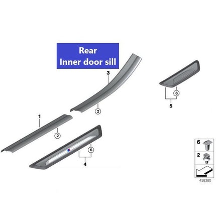 Inner Door Sill Plate For BMW F48 Outer Cover Pintu Dalam Luar X1 X2