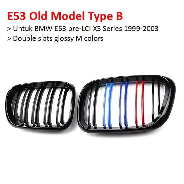 BMW Kidney Grille Hidung Kap Glossy Carbon Double Slat M Color E53 X5