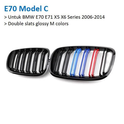 BMW Kidney Grille Hidung Kap Carbon Double Slat M Color E70 E71 X5 X6