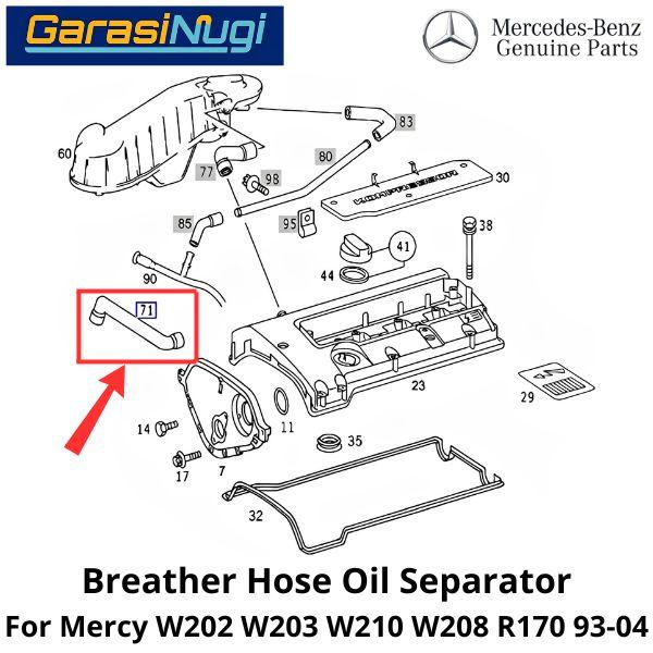 Oil Separator Mercy W202 W203 R171 Breather Hose Selang Ventilasi Oli C200