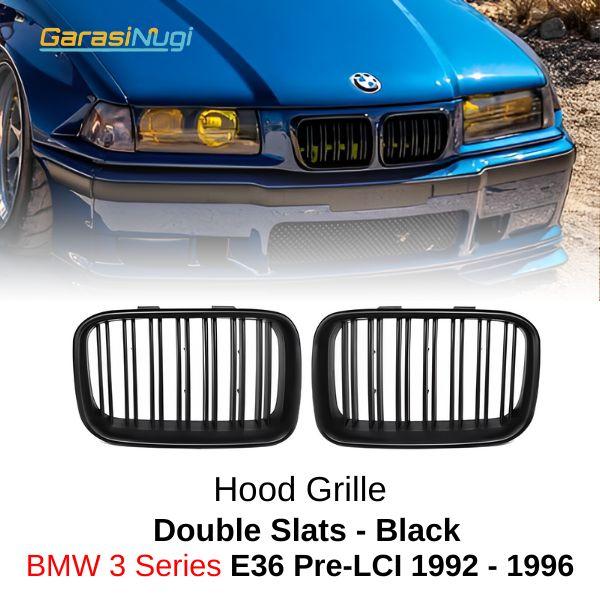 BMW E36 Pre-LCI Grill Kidney Hidung Double Slat Glossy Black 1992-1996