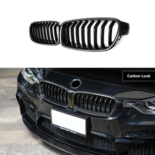 BMW Grill Kidney Grille Hidung Kap Double Slat Black Carbon F30 320i