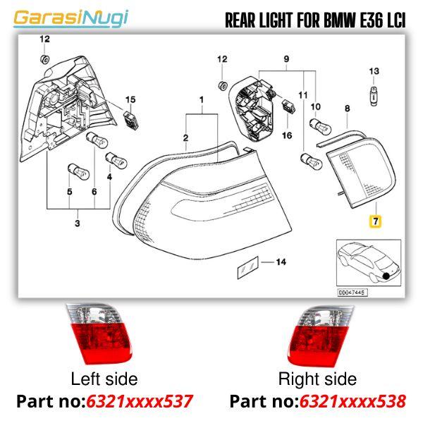 Trunk Light For BMW E46 LCI Mika Lampu Rem Mundur Rear Brake Lamp 325