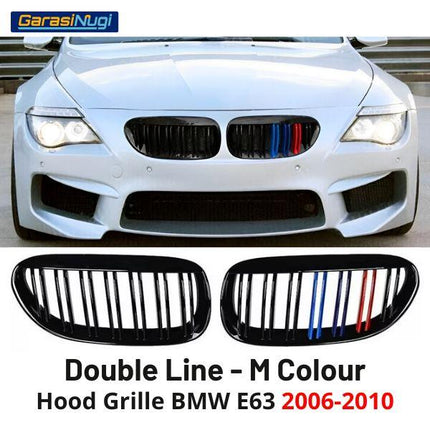 Hood Grille BMW E63 Coupe Kidney Hidung Double Slat Glossy Black 630