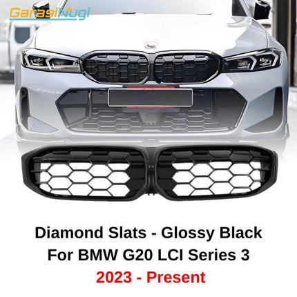 BMW G20 LCI Grill Kidney Hidung Double Slat Glossy Black 320