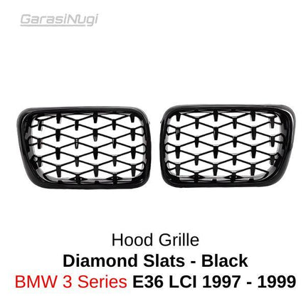 BMW E36 LCI Grill Kidney Hidung Double Slat Glossy Black 320 1997-1999