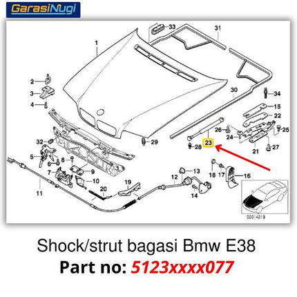 Hood Struts For BMW E38 Shock Per Kap Mesin Depan 720 735