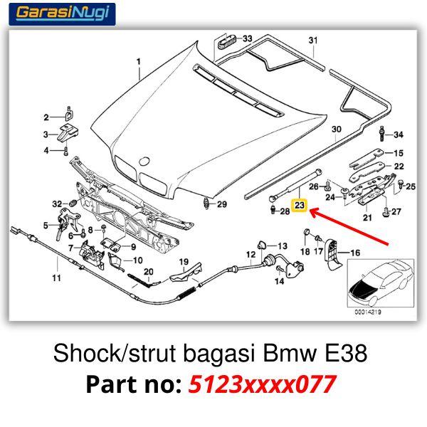 Hood Struts For BMW E38 Shock Per Kap Mesin Depan 720 735