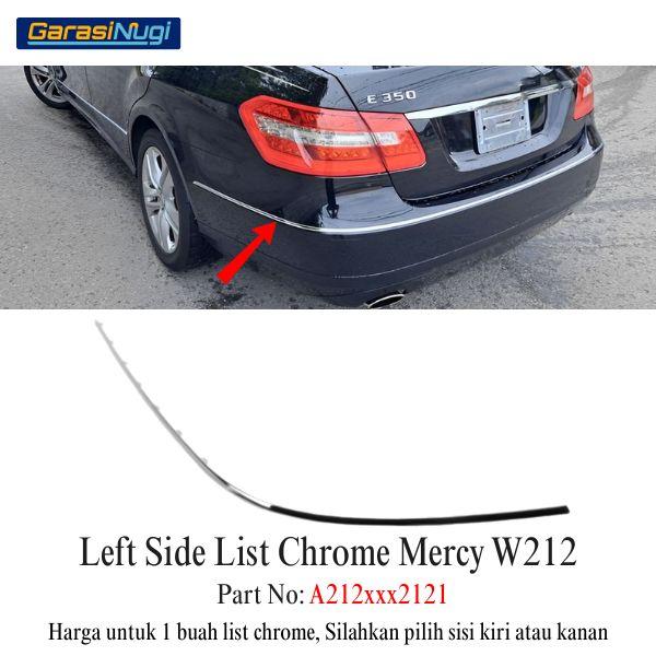 Chrome Stripe Mercy W212 Pre-FL Garnish Moulding Bumper Belakang E300