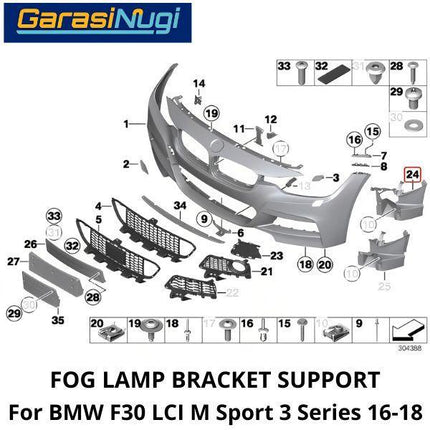Fog Lamp For BMW F30 LCI M Sport Bracket Lampu Kabut Depan 320