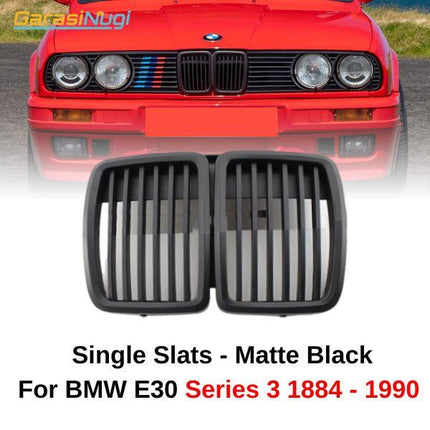 BMW E30 Grill Kidney Hidung Double Slat Glossy Black 1982-1990