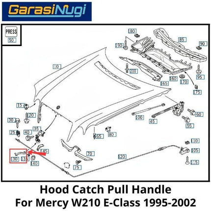 Original Hood Pull Mercy W210 Latch Handle Tarikan Kap Mesin Mercy E230