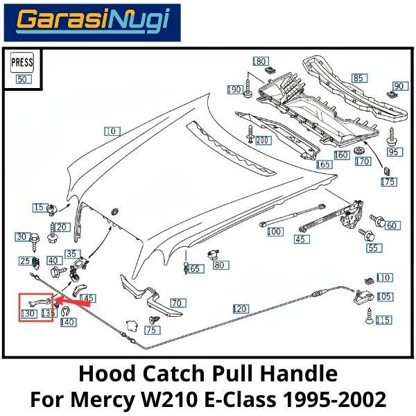 Original Hood Pull Mercy W210 Latch Handle Tarikan Kap Mesin Mercy E230