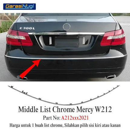 Chrome Stripe Mercy W212 Pre-FL Garnish Moulding Bumper Belakang E300