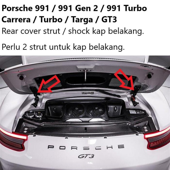Porsche 991 Hood Strut Shock Kap Depan 911 Carrera Targa Turbo GT3
