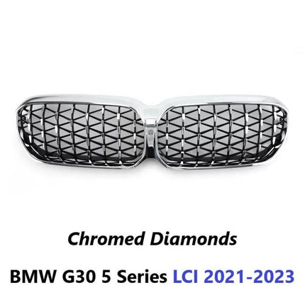 Kidney Grille For BMW G30 LCI Grill Glossy Diamond Slat Cerium Chrome 530