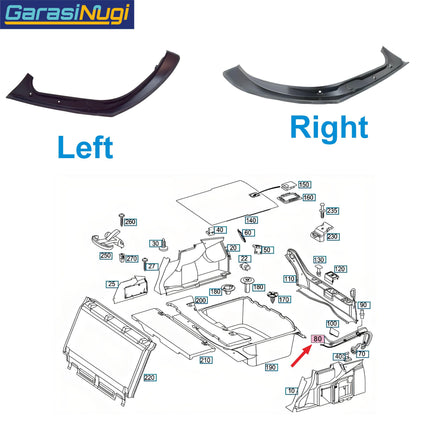 Mercedes W219 Talang Air Bagasi Karet Cover Samping Mercy CLS AMG