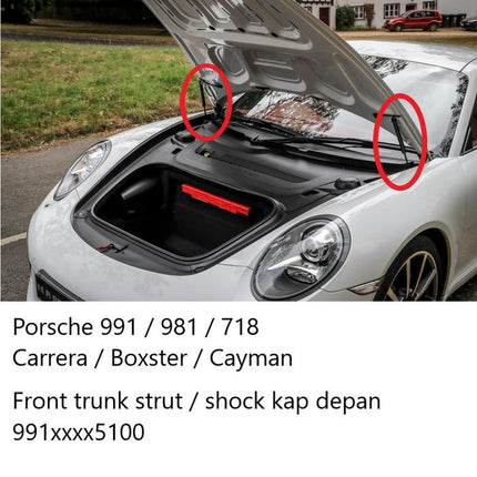 Porsche 991 Carrera 718 Boxster Cayman 981 Hood Strut Shock Kap Depan