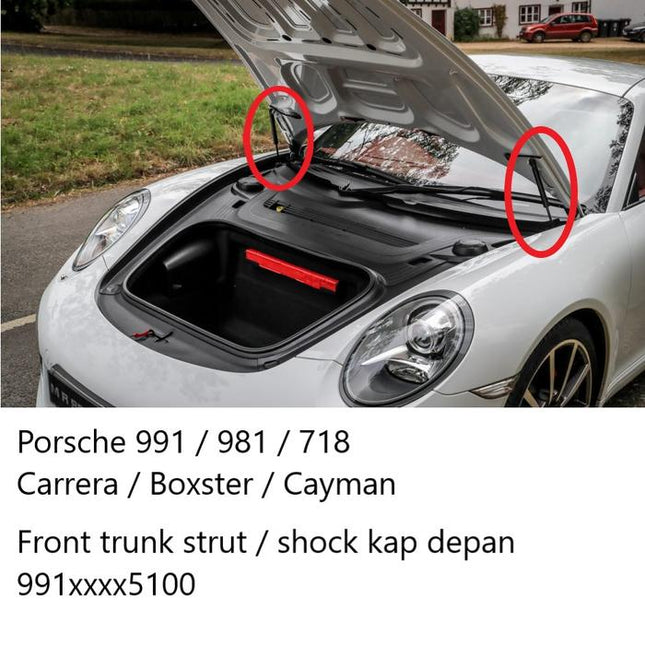 Porsche 991 Carrera 718 Boxster Cayman 981 Hood Strut Shock Kap Depan