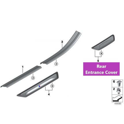 Inner Door Sill Plate For BMW F48 Outer Cover Pintu Dalam Luar X1 X2