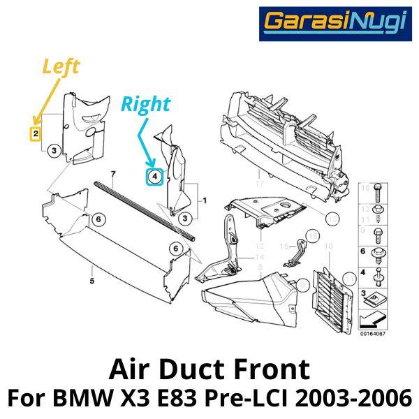 Radiator Air Duct For BMW E83 Grill Aliran Udara Kiri Dan Kanan X3 2003-2010