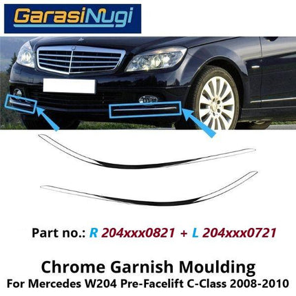 Chrome Stripe Mercy W204 Pre-FL Garnish Moulding Bumper Depan C200