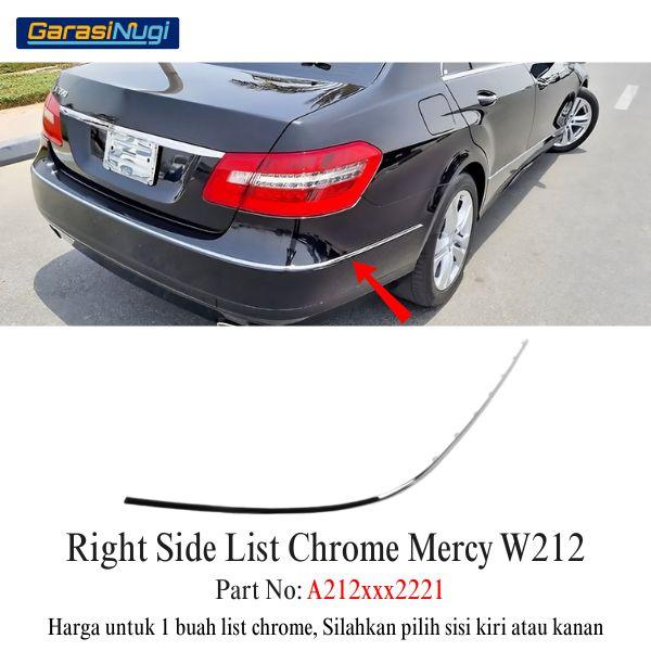 Chrome Stripe Mercy W212 Pre-FL Garnish Moulding Bumper Belakang E300