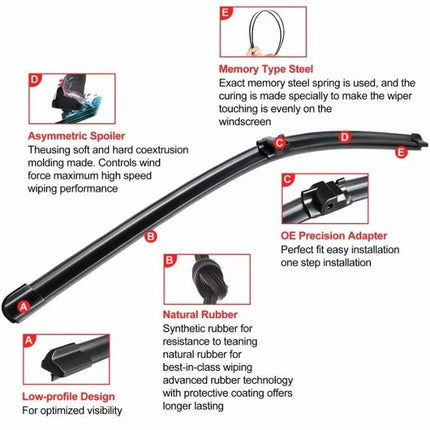 Mercedes W203 W204 Mercy C180 C200 Wiper Frameless Hi Performance Set