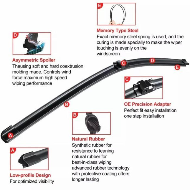Mercedes W203 W204 Mercy C180 C200 Wiper Frameless Hi Performance Set