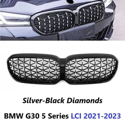 Kidney Grille For BMW G30 LCI Grill Glossy Diamond Slat Cerium Chrome 530