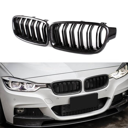 BMW Grill Kidney Grille Hidung Kap Double Slat Black Carbon F30 320i