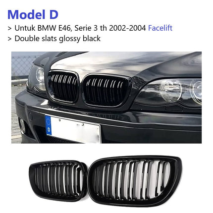 BMW Grill Kidney Grille Hidung Kap Double Slat Glossy M Color E46 318i