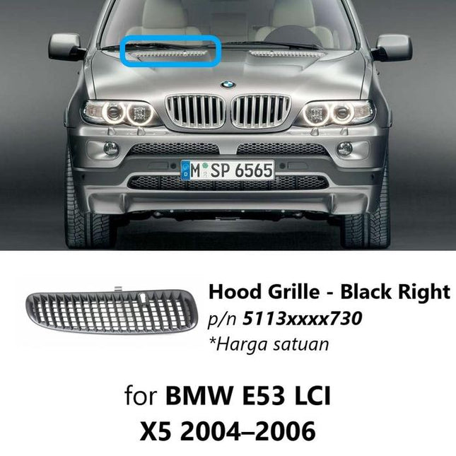 Hood Grill For BMW E53 LCI Kap Mesin Cover Kisi Udara X5 2004-2006