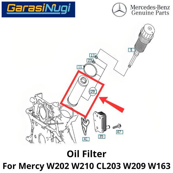 Original Oil Filter For Mercy W202 W210 W209 W163 Saringan Filter C200 ML