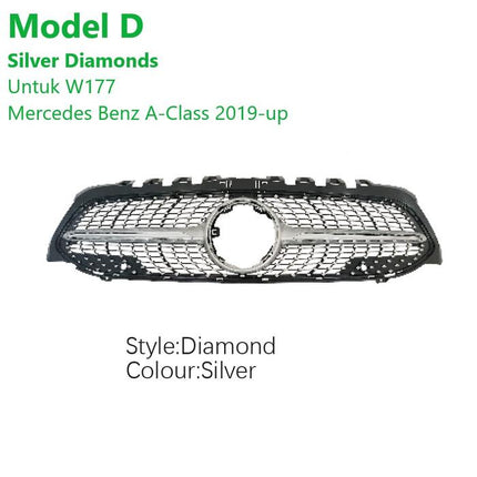 Mercedes W177 Mercy A Class Grill Hidung Chrome Grille Diamond GTR AMG