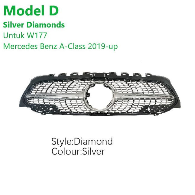 Mercedes W177 Mercy A Class Grill Hidung Chrome Grille Diamond GTR AMG