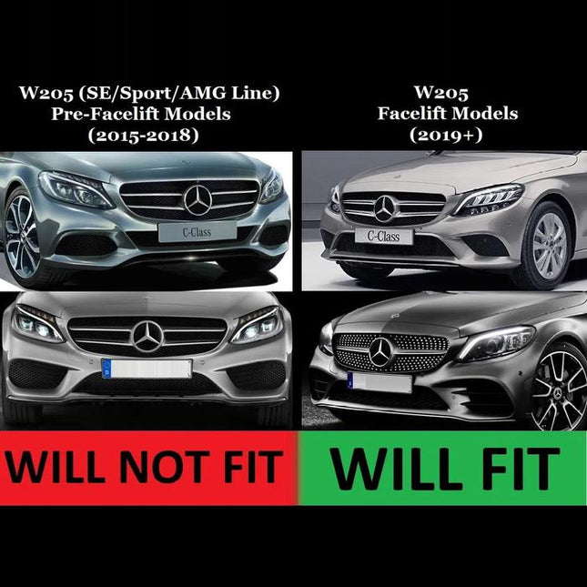 Mercedes W205 FL 2019-2021 Mercy C300 Chrome Grille Diamond GTR C63