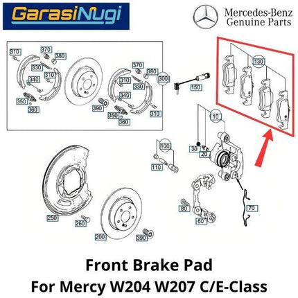 Front Brake Pads Mercy W204 W207 Kampas Rem 0054204920 Depan C200 E250