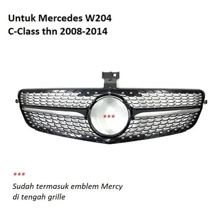 Mercedes W204 Mercy C Class Grill Hidung Chrome Grille Diamond GTR AMG