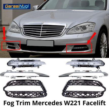 Fog Trim For Mercy W221 Facelift Cover Chrome Lampu Kabut Grill S350