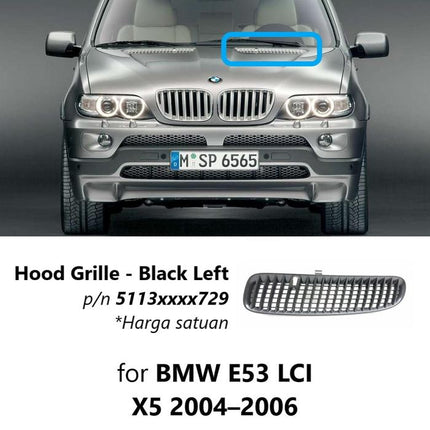 Hood Grill For BMW E53 LCI Kap Mesin Cover Kisi Udara X5 2004-2006