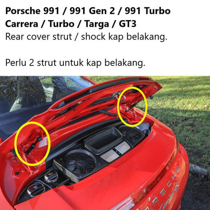 Porsche 991 Hood Strut Shock Kap Depan 911 Carrera Targa Turbo GT3