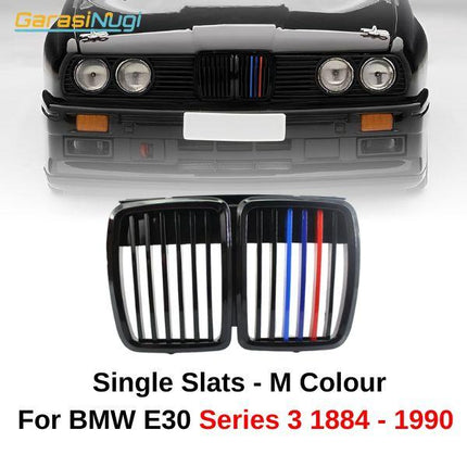 BMW E30 Grill Kidney Hidung Double Slat Glossy Black 1982-1990