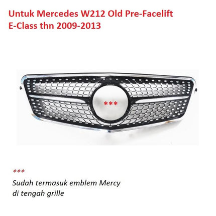 Mercedes W212 Mercy E Class Grill Hidung Chrome Grille Diamond GTR AMG