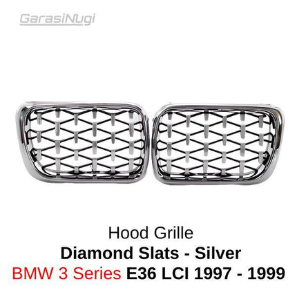 BMW E36 LCI Grill Kidney Hidung Double Slat Glossy Black 320 1997-1999