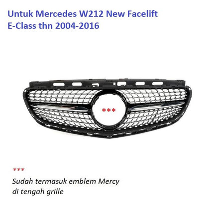 Mercedes W212 Mercy E Class Grill Hidung Chrome Grille Diamond GTR AMG